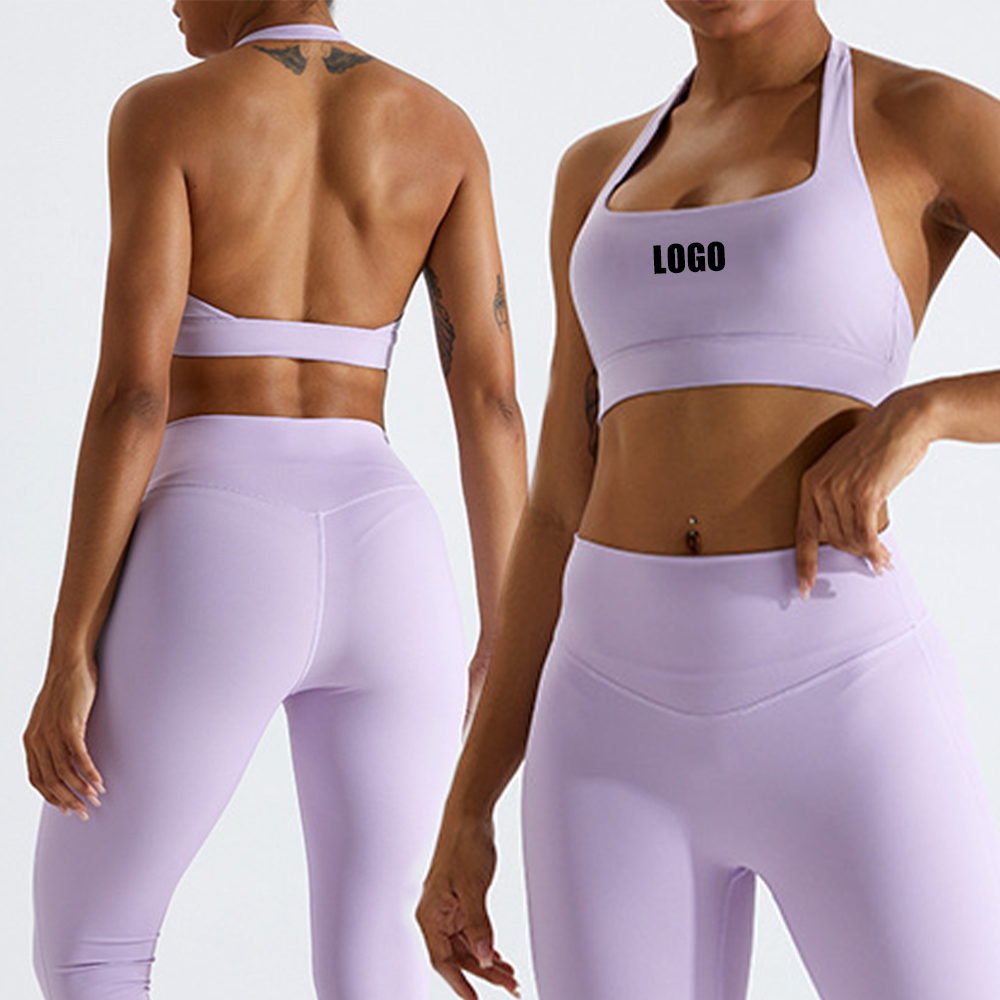 2023 Custom Workout Yoga Fitness Deportes Gym Sujetador Deportivo Para Mujer Seamless Backless Halter Sports Bra For Women