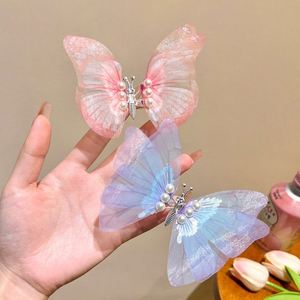 Qianjin Wholesale Lively Butterfly Hair <b>Clip</b> Cute Metal Pearl Duckbill Hairpin for Girls Kids <b>Fairy</b> Style Hair Accessories - Product Image 3