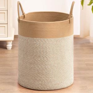 Panier à linge pliable, panier à linge féminin, panier à couverts tissé, grand panier de rangement en jacinthe de bois, 12X12, tissu PP - Product Image 3
