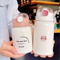 Botella de agua potable portátil de 450mL y 350ml, recipiente con pajita, aislamiento de acero inoxidable 316, gel de sílice, venta al por mayor