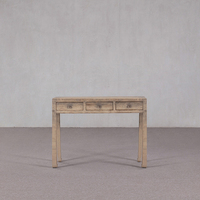 Table console classique de luxe en bois massif vieilli, fabriquée à la main, avec 3 tiroirs, pour salon ou hôtel