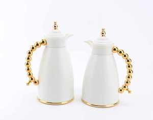 Ensemble de carafes isothermes de haute qualité 1L et 0.7L avec poignée <span class=keywords><strong>en</strong></span> perles imitation bois, cafetière arabe, carafe à thé thermique, style Moyen-Orient - Product Image 1