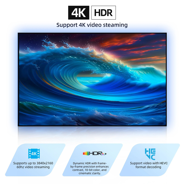 Streaming Linux for Boxes 4K HD HDR10+ Quad-core TVONAIR STB Player OTA Dual WiFi BT Supported Premium Remote Control ACECONN