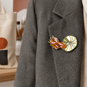 Support d'usine haute qualité Ammonite fossile Origami bijoux <span class=keywords><strong>histoire</strong></span> naturelle personnalisé mignon Logo métal émail épinglettes et badges - Product Image 4
