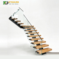 Kit d'escalier flottant en bois avec design en fer forgé, monopoutre LED, pour intérieur, style américain et canadien, DF Australie