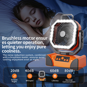 Ventilador de Camping Multifuncional Profesional para Exteriores con Luz, Batería Recargable, 4 Velocidades, Oscilante y Portátil - Product Image 2