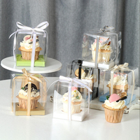 Boîtes à cupcakes individuelles en plastique transparent pliables, contenants cadeaux écologiques en PET recyclé, logo personnalisé, gaufrage, vernissage, pour aliments