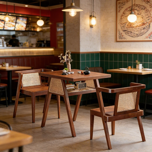 Sedia in Legno di Salice XYBF e Tavolo da Pranzo Commerciale per Ristoranti - Product Image 1