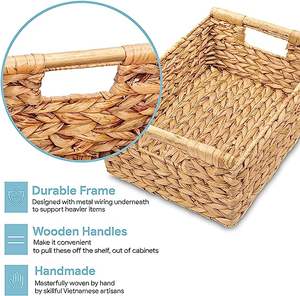 Panier de rangement <span class=keywords><strong>en</strong></span> jacinthe d'eau naturelle avec poignée pour le salon - Product Image 4