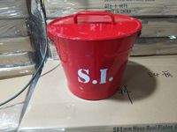 Seau d'extinction d'incendie portable en acier inoxydable et caoutchouc rouge, capacité 8L/12L, pour protection incendie par sable et eau