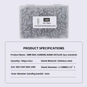 3mm Nail Sanding Bands-80/120/180/240 Grit <b>Mini</b> Nail <b>Drill</b> Bit Electric Nail File Accessory Polishing Manicure Tool 50/100pcs - Product Image 6
