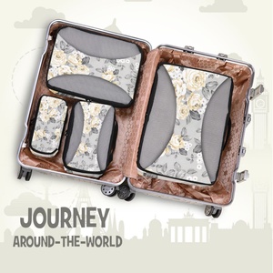 Ensemble de 6 cubes de rangement pour bagages à motif hibiscus jaune Hawaïen, design personnalisé, vente en gros, pour valises de voyage et bagages cabine - Product Image 6