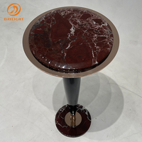 Table ronde moderne en acier inoxydable pour l'extérieur avec plateau en marbre de luxe, design nordique américain, table basse pour salon, bar à domicile