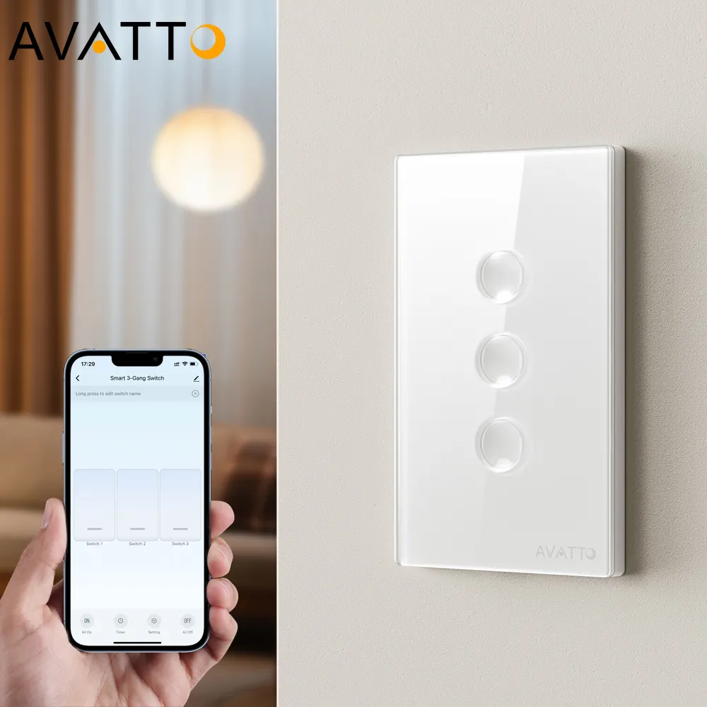 Avatto Tuya Smart Wall Switch App Wifi LED luce Touch interruttore di vetro elettrico telecomando Wireless 1/2/3/4 Gang interruttore a parete