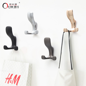Oukali Wholesale Modern Simple <strong>Hook</strong> Zinc Alloy Bathroom Towel Coat Hat Matt <strong>Black</strong> <strong>Hook</strong> Wall Mounted Prong Robe <strong>Hooks</strong> - Product Image 5