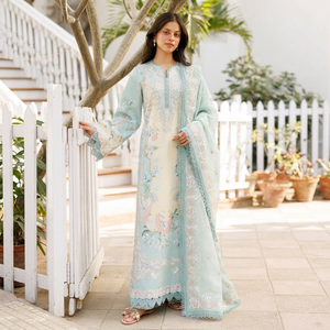 Elegante Salwar Kameez Azul Claro con Bordado Floral para Mujer, Estilo Indio-Pakistaní, Vestido Tradicional Holgado y Largo hasta el Suelo - Product Image 1