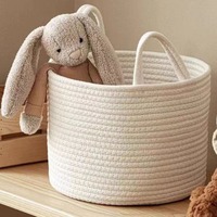 Panier personnalisé en corde de coton tissé à la main, grande capacité, avec fermeture à cordon, pour vêtements sales et rangement de jouets