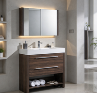 Meubles de salle de bain modernes sur pied avec miroir inclus, en PVC résistant à l'eau, style canadien, pas cher, d'occasion