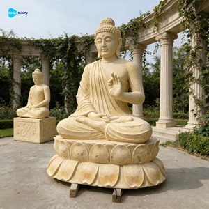 Estatua de Buda de Mármol Tallada a Mano <span class=keywords><strong>para</strong></span> Decoración de Jardín y Parque, Diseño Europeo, Duradera - Product Image 2