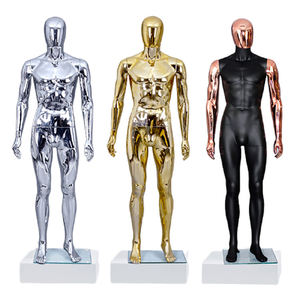 Mannequins Homme Musclés Dorés et Argentés Brillants pour Vitrine de Boutique de Mode – Présentoirs Corporels Complets en Chrome - Product Image 1