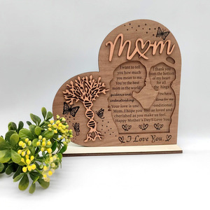 Mother's Day Classic <b>Wooden</b> <b>Heart</b> Gift Ornament Crafts One-Piece Custom UIONEN - Product Image 3