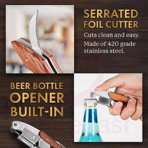 Support <span class=keywords><strong>de</strong></span> <span class=keywords><strong>commande</strong></span> d'échantillon Ouvre-bouteille en bois en métal Jeu <span class=keywords><strong>de</strong></span> vis en liège Outils <span class=keywords><strong>de</strong></span> barre Acier inoxydable Vin Acier Tire-bouchon <span class=keywords><strong>de</strong></span> barman - Product Image 4