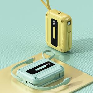 Chargeur portable haute capacité 10000mAh, PD22.5W, affichage numérique, charge rapide, mini batterie externe avec deux câbles - Product Image 1