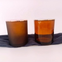 Pot à bougie en verre ambré givré de 10 oz avec couvercle et boîte