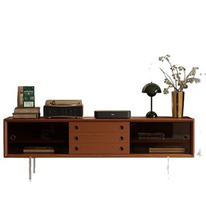 Mueble de TV de Madera Maciza de Estilo Nórdico, 1.8m 2.0m 2.2m, Mueble de Almacenamiento para Sala de Estar, Diseño Retro Vintage - Product Image 5