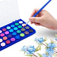 Palette de peintures à l'aquarelle avec pinceau, ensemble de 16 couleurs pour adultes et enfants, fournitures d'art pour débutants et professionnels