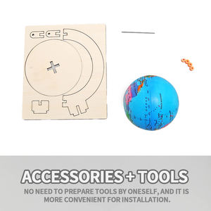 Kit Modello di Globo Terrestre in Legno Fai-da-Te, Struttura Cognitiva della Terra, Ausilio Didattico Scientifico, Mini Giocattolo Terrestre per la Scuola - Product Image 4