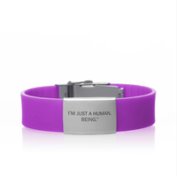 Bracelet d'identification en silicone de haute qualité avec plaque d'identification gravée en acier et fermoir en silicone