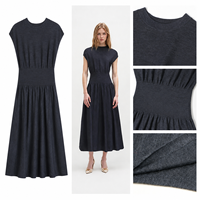 Ensemble deux pièces en maille fine de couleur anthracite pour femmes, col rond, manches courtes, midi, design personnalisé, ODM