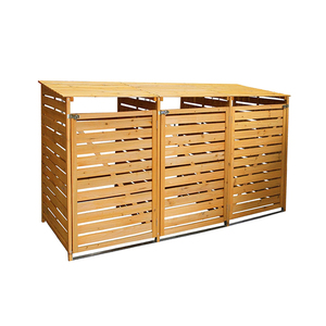 Outdoor Garden Wood Dustbin Box Waste Triple Wheelie Rubbish Bin Storage Shed Cover Shelter