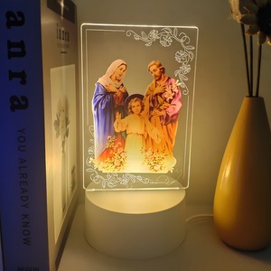 Jesús Virgen María 3D Night Lights Nueva <span class=keywords><strong>luz</strong></span> acrílica 3D Personalizable Home Dormitorio Lámpara decorativa - Product Image 1