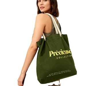 Grand sac fourre-tout en toile de coton (plus de 50 cm) avec poignée longue et bandoulière pour le yoga, l'usage quotidien et la plage – Vente en gros - Product Image 1