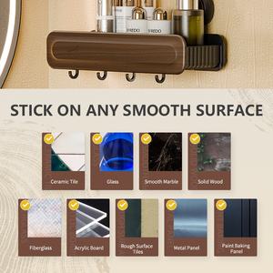 رف حائط بتصميم عتيق مع كأس شفط للحمام والمطبخ، منظم تخزين مثبت على الحائط - Product Image 3