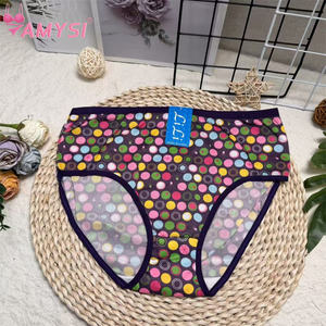アミシ524 #   アフリカ低価格下着卸売 薄手ハイライズハイカットミルクシルク花柄エコフレンドリー大きいサイズ女性用 - Product Image 3