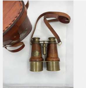Binoculares de imitación hechos a mano, estilo antiguo, con cubierta de cuero pulido y abrillantado, correa de latón macizo, regalos - Product Image 1