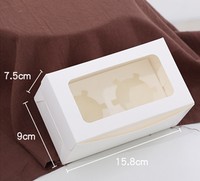 Boîte à gâteau rectangulaire en papier avec logo personnalisé, fenêtre en PVC, couvercle transparent, emballage pour pâtisserie, biscuits, muffins, pâtisseries