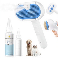 Aufladbare 3-in-1 Haustier-Dampf-Pflegebürste Enthaarungsbürste mit Sprühfunktion Massagebürste für Langhaar-Katzen und -Hunde