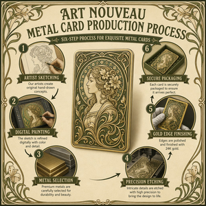 Carte Collezionabili in Metallo Stampate Personalizzate in Stile Art Nouveau, Carte Souvenir Vintage con Ritratti Floreali, Regalo all'Ingrosso - Product Image 1