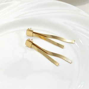 New Arrival Gold Plated Cz Zircon <b>Earring</b> Round Pendant Tassels <b>Stud</b> <b>Earring</b> - Product Image 2