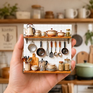 Utensilios de cocina en miniatura decorativos, imanes de resina en relieve para nevera, escenas en miniatura retro y acogedoras para el hogar - Product Image 1