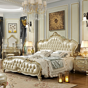 Ensemble de chambre à coucher <span class=keywords><strong>royal</strong></span> au design moderne de luxe, en acajou sculpté à la main avec rangement, lit king-size rembourré, 2 tables de chevet, pour maison, hôtel, <span class=keywords><strong>appartement</strong></span> - Product Image 6