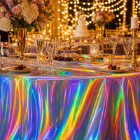 Nappe en PEVA imperméable, multicolore, holographique, jetable, rectangulaire, en plastique, pour réceptions de cocktails