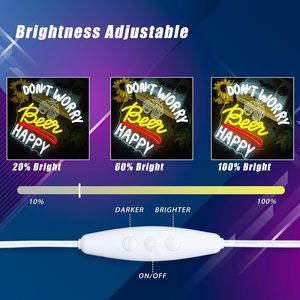 Letrero Luminoso LED '<span class=keywords><strong>Dont</strong></span> <span class=keywords><strong>Worry</strong></span> Beer Happy' Blanco Cálido 2700K, Regulable, 5V, 12000 Horas de Duración, para Pared - Product Image 2