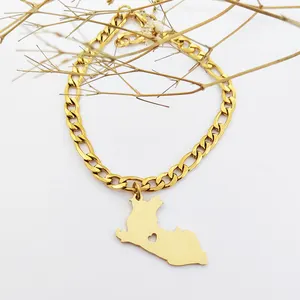 Perú Mapa Pulseras Alto Pulido 316L Acero Inoxidable Figaro Cadenas Pulsera Pulseras-Moda-Joyería