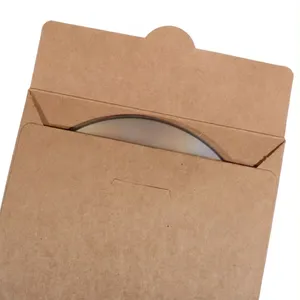 Sobre de CD de embalaje de papel Kraft marrón personalizado al por mayor con fundas de CD de papel de impresión de logotipo