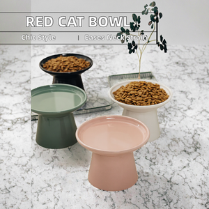 Stylish Red <b>Ceramic</b> Durable Cat <b>Bowl</b> <b>Pet</b> Feeding <b>Bowls</b> Elevate Dining Easy to Clean Reduces Neck Strain Enhances Digestion - Product Image 2